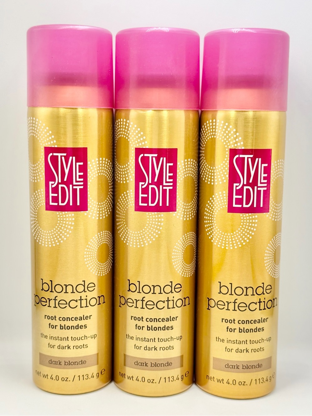 Style Edit Blonde Perfection Root Concealer Root Touch Up DARK BLONDE 4OZ 3 PACK